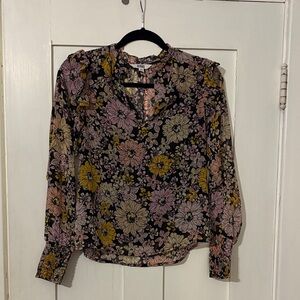 BB Dakota Floral Print Blouse - Black, Pink, Yellow